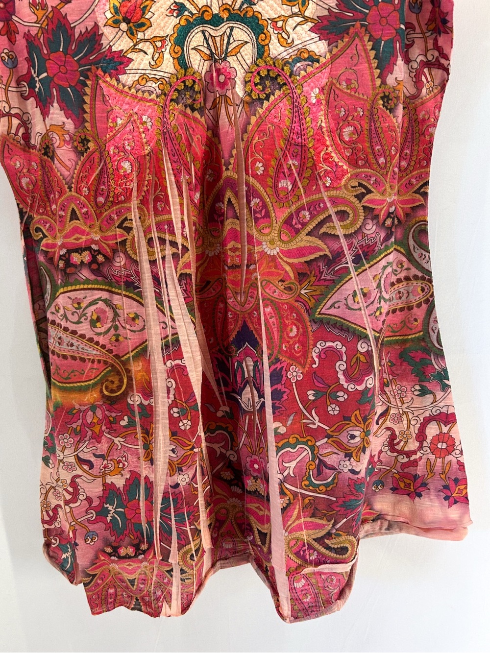 Apt. 9 Pink Paisley Floral V-Neck Short Sleeve Top Medium Y2K Style Boho Fairy - Picture 5 of 8
